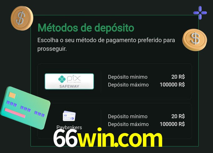 O cassino 66win.com oferece uma grande variedade de métodos de pagamento