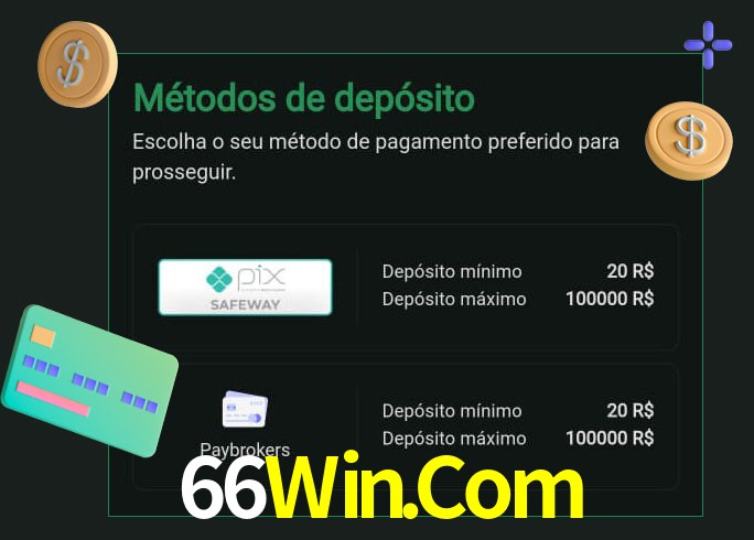 O cassino 66Win.Com oferece uma grande variedade de métodos de pagamento